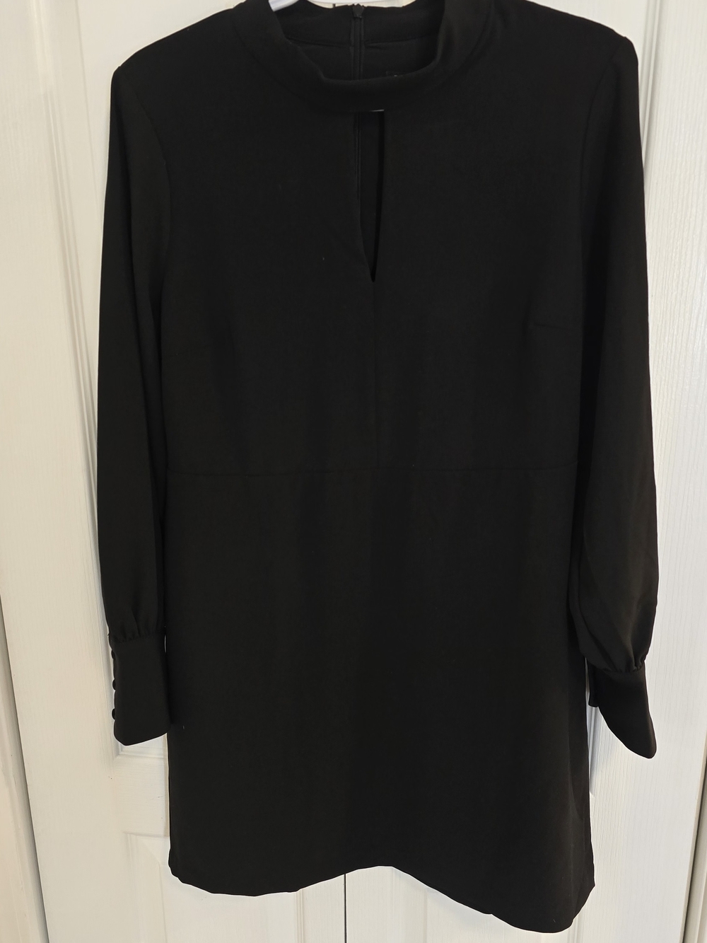 Banana Republic Black Long Sleeve Shift Dress with Front Keyhole